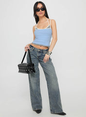 Zaralyn Low Rise Wide Leg Jeans Mid Blue Wash