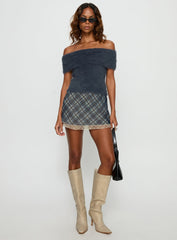 Avalind Layered Mini Skirt Blue Check