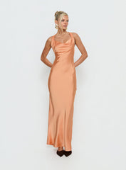 Isitt Cowl Crossover Back Maxi Dress Orange