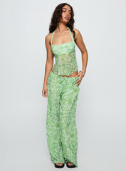 Finesse Halter Top Green Floral