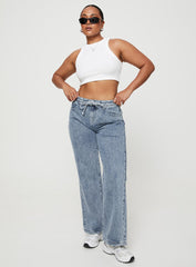 Pemberton High Rise Straight Leg Jeans Mid Wash Denim