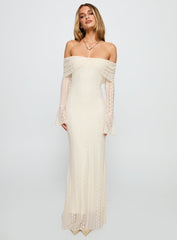 Perdita Long Sleeve Lace Maxi Dress Cream