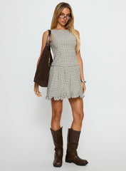 Isidra Drop Waist Playsuit Grey Check