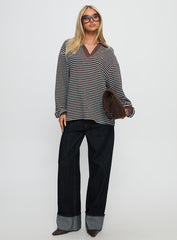Rigbys Collared Jumper Brown / Blue Stripe