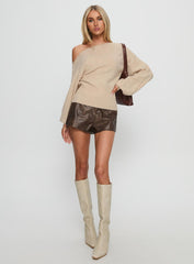 Jackeline Off Shoulder Rib Jumper Cream