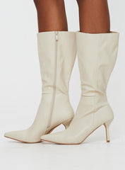 Elodiee Knee High Boots Cream