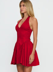 Karisse Halter Mini Dress Red