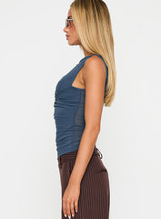 Persuade You Ruched Top Blue