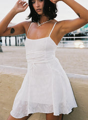 Wispie Lace Up Mini Dress White