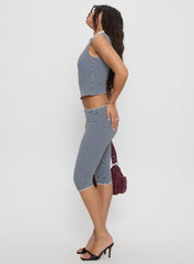 Tuka Capri Navy Gingham
