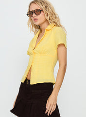 Delyla Button Up Top Yellow