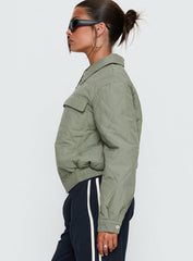 Denvar Quilted Bomber Jacket Green