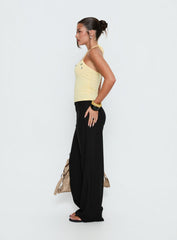 Peroma Linen Straight Leg Pants Black