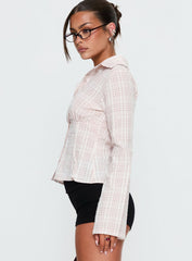 Cottesloe Long Sleeve Blouse Top Pink Check