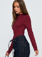 Augustness Long Sleeve Bodysuit Burgundy