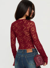 Giallo Long Sleeve Bodysuit Burgundy