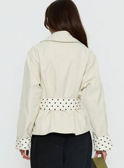 Meriana Cropped Trench Beige Polka Dot