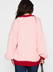 Lester Knit Cardigan Pink / Red