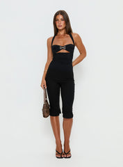 Julina Halter Cut Out Top Black