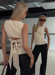 Michaud Top Brown Gingham